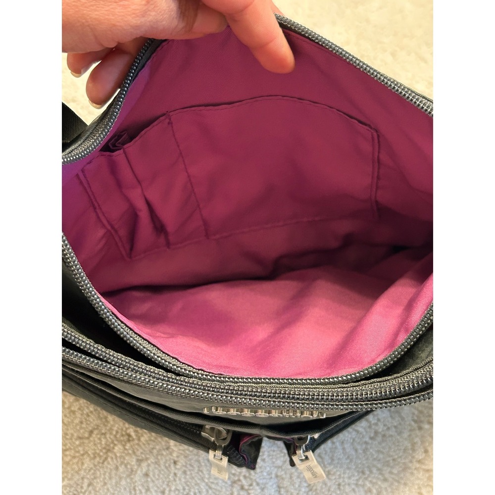 Baggallini Crossbody Bag Charcoal Gray Nylon Multi-Pocket Travel Purse - Picture 7 of 11